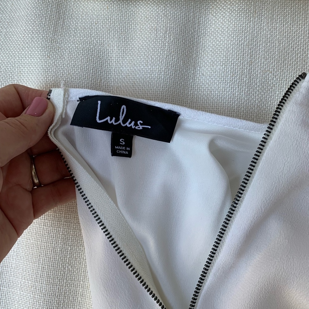 White Shift Dress / Lulus Tale to Tell Blue and Ivory Embroidered Dress - Picture 6 of 8